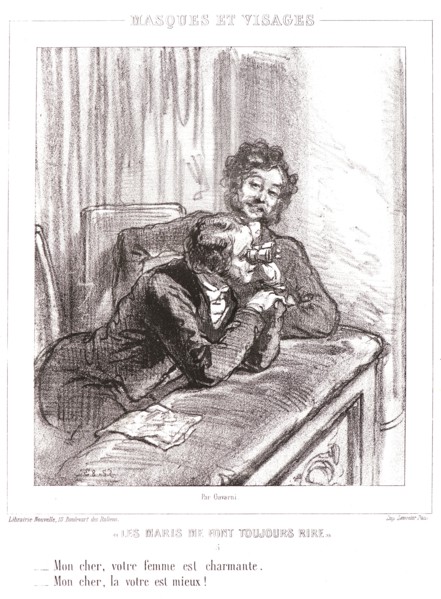 Paul Gavarni (aka Hippolyte-Guillaume-Sulpice Chevalier, French, 1804 - 1866). My friend, your wife