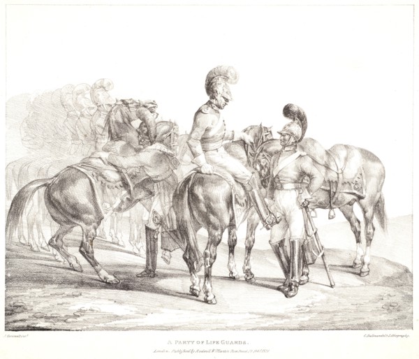 Théodore Géricault (French, 1791 - 1824). A Party of Life Guards, 1821. Lithograph. Second of two