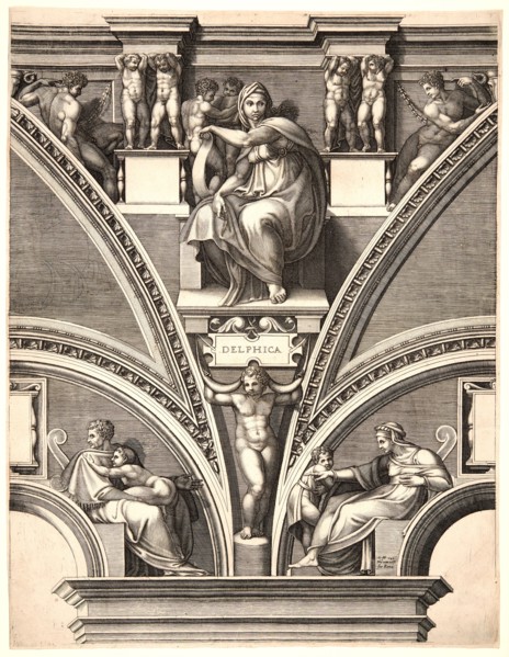 Giorgio Ghisi (Italian, 1520-1582) after Michelangelo Buonarroti (Italian, 1475 - 1564). Delphica,