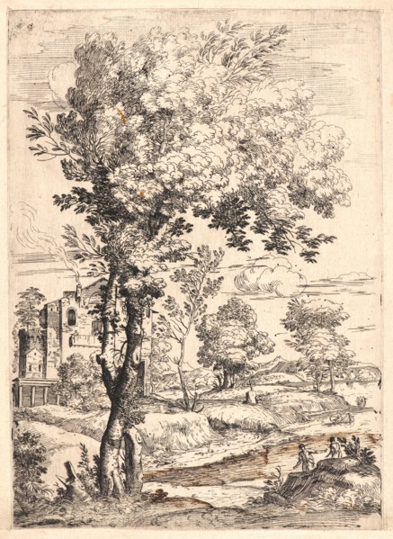 Giovanni Francesco Grimaldi (Italian, 1606 - 1680). Landscape with Two Men near a Knoll, ca.