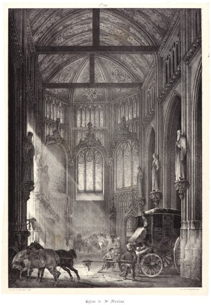 Théodore Géricault (French, 1791 - 1824). The Church of St. Nicolas, Rouen, 1823. Lithograph