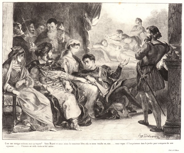 EugÃ¨ne Delacroix (French, 1798 - 1863). Hamlet: C'est une intrigue..., 1834- 1843. From Hamlet.