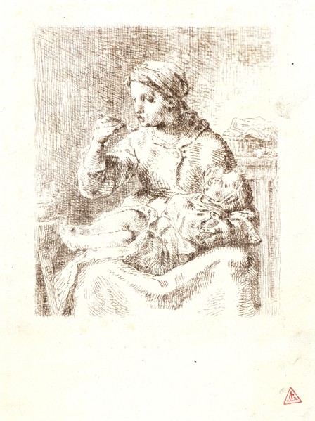 Jean-FranÃ§ois Millet (French, 1814 - 1875). Woman Feeding Her Child (La Bouillie), 1861. Etching