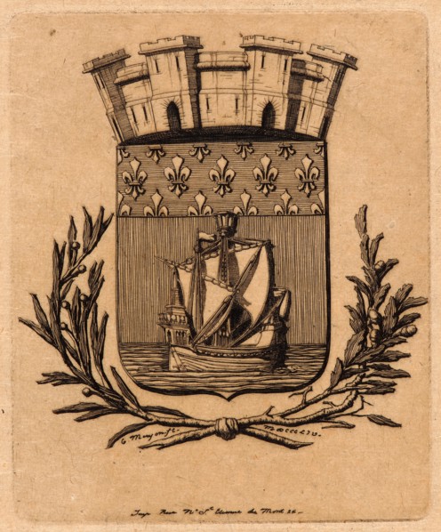 Charles Meryon (French, 1821 - 1868). Arms of the City of Paris, 1854. Etching. Third state.