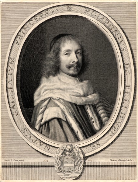 Robert Nanteuil after Charles Le Brun (French, 1619 - 1690). Pompone de BelliÃ¨vre, 1657. Engraving