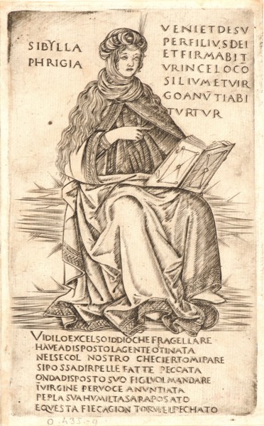 Anonymous (Italian). The Phrygian Sybil, after 1470. Engraving on laid paper. Plate: 175 mm x 106