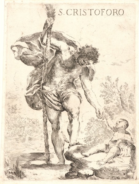 Francesco Amato (Italian, Genoa, active 17th century). St. Christopher, ca. 1650. Etching. Second