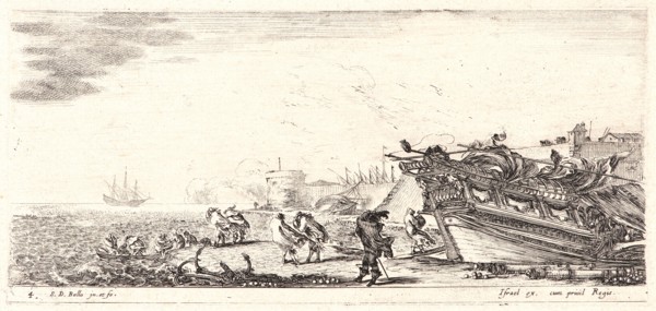 Stefano Della Bella (Italian, 1610 - 1664). Sur le rivage, 1644. From Divers Embarquements. Etching