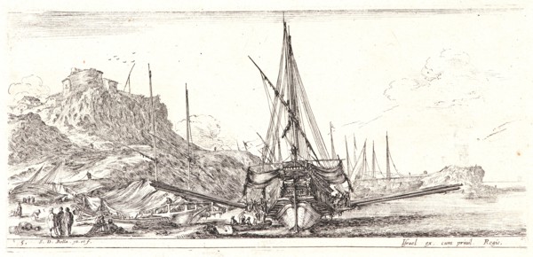 Stefano Della Bella (Italian, 1610 - 1664). Une galere sur le point de quitter la rade, 1644. From