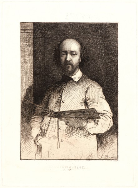 Charles Chaplin (French, 1825 - 1891). Portrait of Daubigny, 1862. Etching.