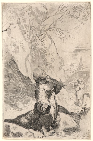 Federico Barocci (Italian, 1528 - 1612). St. Francis Receiving the Stigmata. Engraving and etching