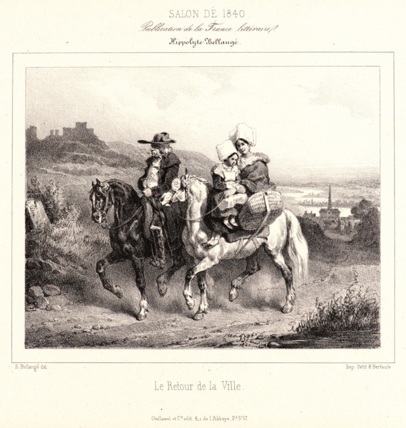 Hippolyte Bellangé (French, 1800 - 1866). Le Retour de la Ville, ca. 1840. Lithograph.