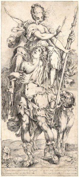 Jacques Bellange (French, 1594 - 1638). Diana and the Hunter, ca. 1615-1620. Etching and engraving