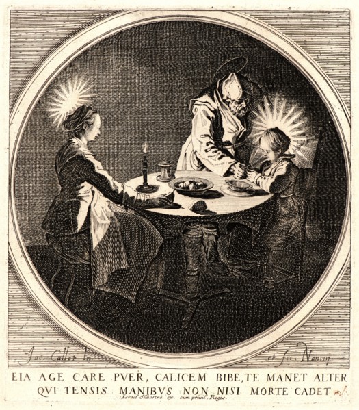 Jacques Callot (French, 1592 - 1635). The Holy Family at Supper (Le Bénédicité), 1628. Etching.