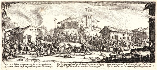 Jacques Callot (French, 1592 - 1635). Pillage and Burning of a Village (Pillage et Incendie d'un