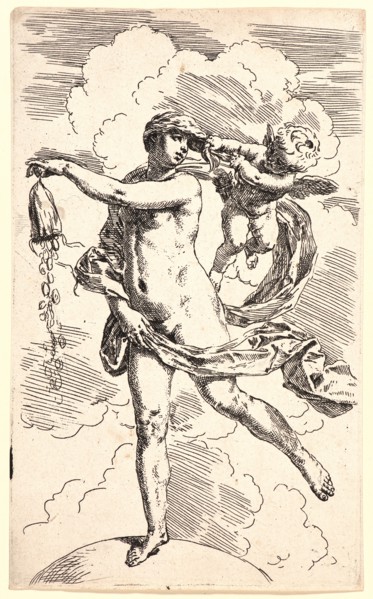 Simone Cantarini (Italian, 1612 - 1648). Fortune (La Fortune), 17th century. Etching. Plate: 234 mm