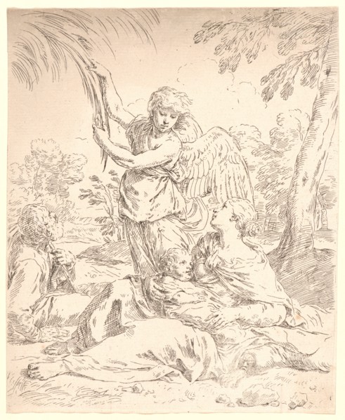 Anonymous after Simone Cantarini (Italian, 1612 - 1648). Rest on the Flight into Egypt, 17th