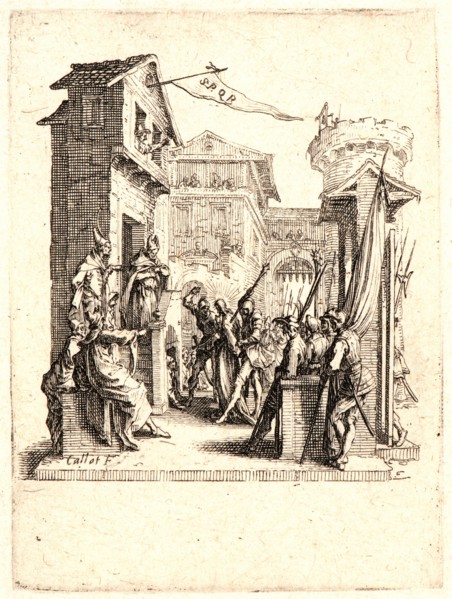 Jacques Callot (French, 1592 - 1635). Christ before Caiaphus (Jésus comparait devant caiphe), 1624.