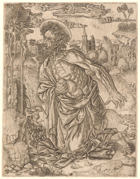 Anonymous (Italian). St. Jerome in Penitence, ca. 1500. Engraving on laid paper. Plate: 220 mm x