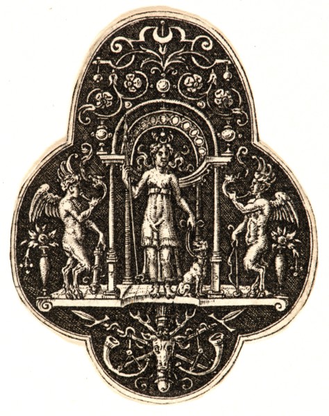 Etienne Delaune (aka Ãâtienne Delaune) (French, ca. 1519 - 1583). Three Ornaments, Plate 2, 1573.