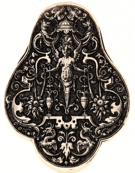 Etienne Delaune (aka Ãâtienne Delaune) (French, ca. 1519 - 1583). Three Ornaments, Plate 3, 1573.