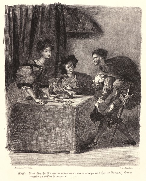 EugÃ¨ne Delacroix (French, 1798 - 1863). Mephistopheles Presents Himself in Martheâ€ôs Home