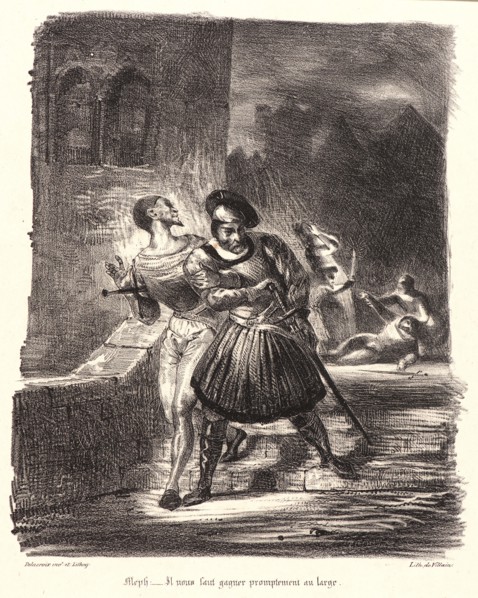 EugÃ¨ne Delacroix (French, 1798 - 1863). Mephistopheles and Faust Fleeing after the Duel