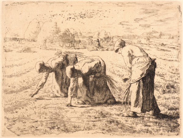 Jean-FranÃ§ois Millet (French, 1814 - 1875). The Gleaners (Les Glaneuses), ca. 1855-1856. Etching