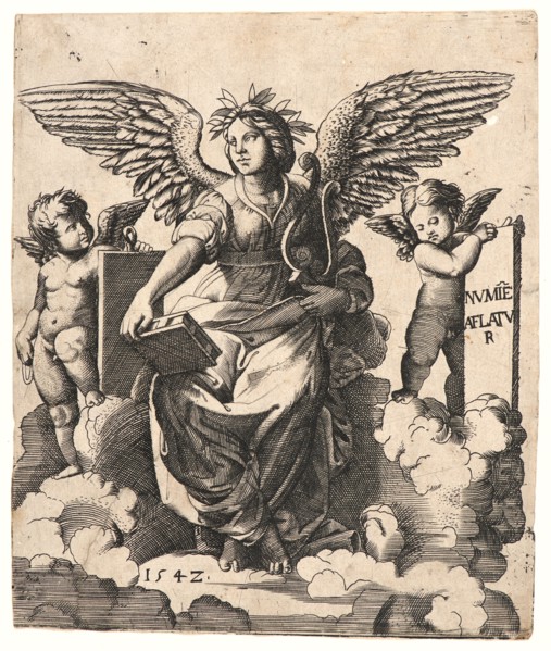 Anonymous after Marcantonio Raimondi (Italian, ca. 1470/1482 - 1527/1534). Poetry, 1542. Engraving