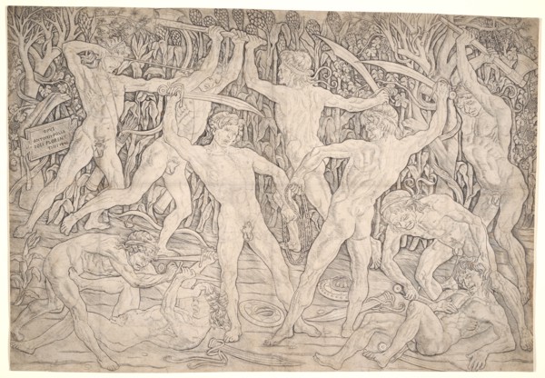 Antonio del Pollaiolo (aka Antonio del Pollaiuolo, Italian, 1431/1432 - 1498). The Battle of the