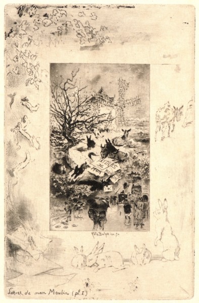 Félix Hilaire Buhot (French, 1847 - 1898). Illustrations for Daudet's Lettres de Mon Moulin, Plate