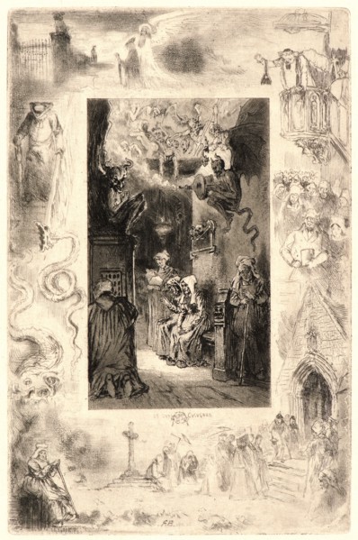 Félix Hilaire Buhot (French, 1847 - 1898). Illustrations for Daudet's Lettres de Mon Moulin, Plate