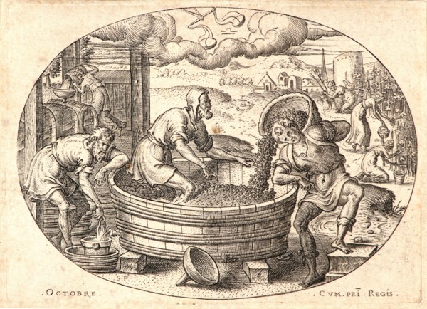 Etienne Delaune (aka Ãâtienne Delaune) (French, ca. 1519 - 1583). The Twelve Months, October, 1568.