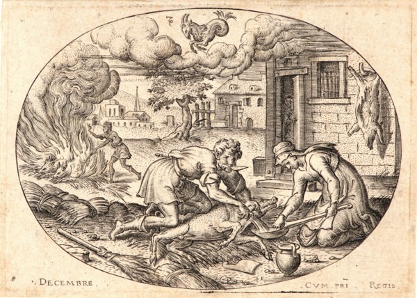 Etienne Delaune (aka Ãâtienne Delaune) (French, ca. 1519 - 1583). The Twelve Months, December, 1568