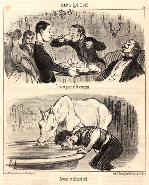 Honoré Daumier (French, 1808 - 1879). Buvant pour se désennuyer, 1852. From Paris qui Boit.