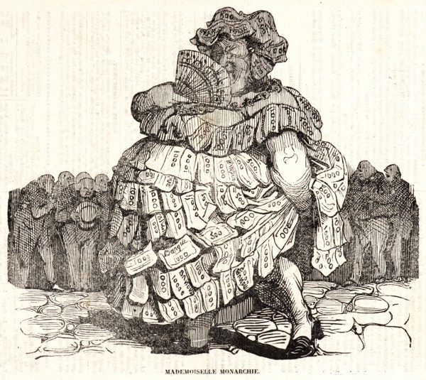 Honoré Daumier (French, 1808 - 1879). Mademoiselle Monarchie, 1834. Wood engraving on newsprint