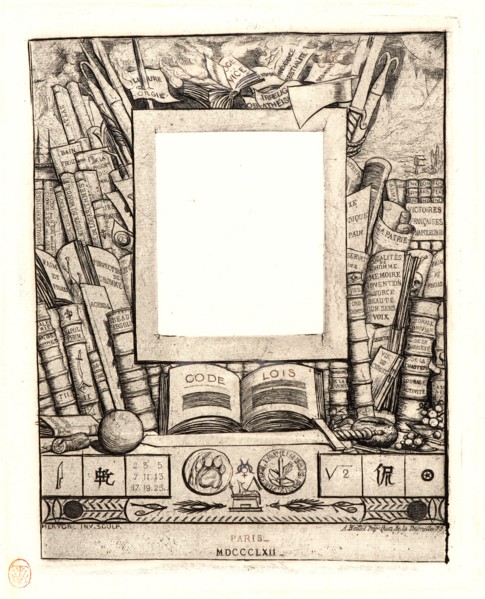 Charles Meryon (French, 1821 - 1868). Design for a frame for the Portrait of Armand Guéraud (Projet