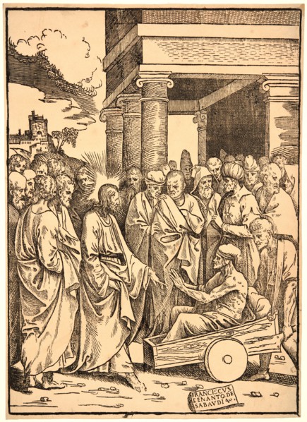 Francesco Denanto (Italian, active 1532). Christ Healing the Paralytic, ca. 1530- 1540. Woodcut.