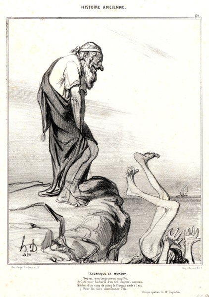 Honoré Daumier (French, 1808 - 1879). Télémaque et Mentor, 1842. From Histoire Ancienne. Lithograph
