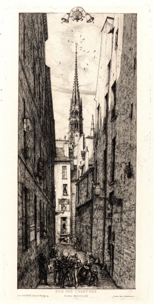Charles Meryon (French, 1821 - 1868). La Rue des Chantres, Paris, 1862. Etching. Fifth state.