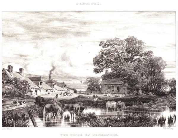 Jules Dupré (French, 1811 - 1889). View in Normandy (Vue prise en Normandie), 1835. Lithograph on