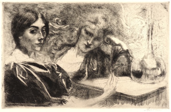 Albert Besnard (French, 1849 - 1934). The Morphine Addicts (Morphinomanes), 1887. Etching on Japan