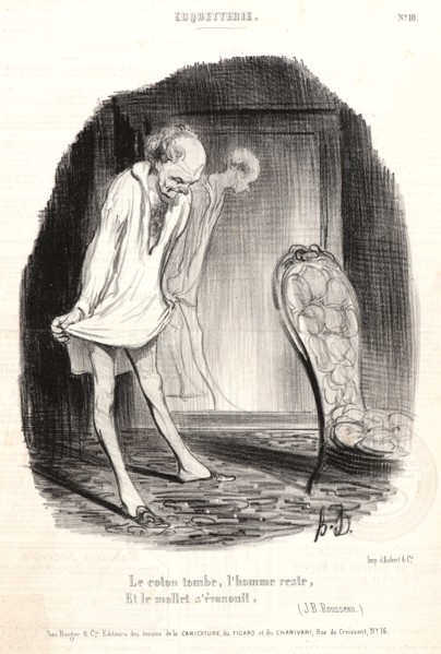 Honoré Daumier (French, 1808 - 1879). Le coton tomb, l'homme reste,..., 1840. From Coquetterie.