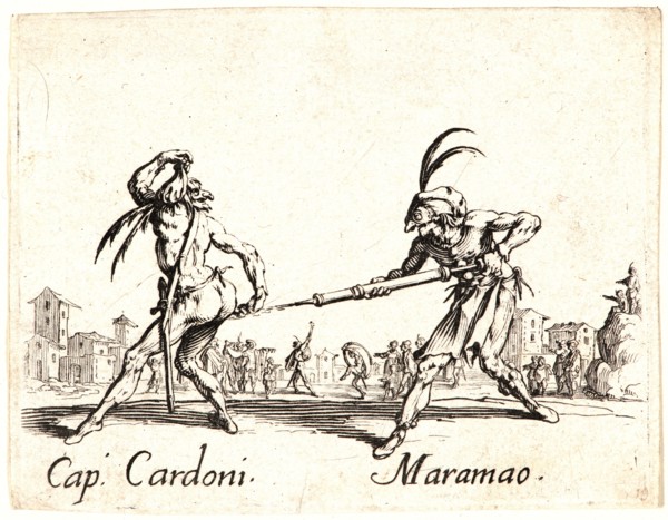 Jacques Callot (French, 1592 - 1635). Cap. Cardoni and Maramao, 1622 and later. From Balli di