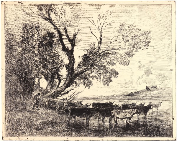 Charles FranÃ§ois Daubigny (French, 1817 - 1878). Le Gué, 1862. From Quarante Clichés-Glace.