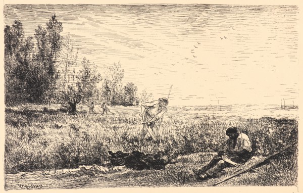 Charles FranÃ§ois Daubigny (French, 1817 - 1878). La Fenaison, 1862. From Quarante Clichés-Glace.