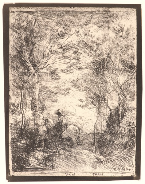Jean-Baptiste-Camille Corot (French, 1796 - 1875). Le Petit Cavalier sous Bois, 1854. From Quarante