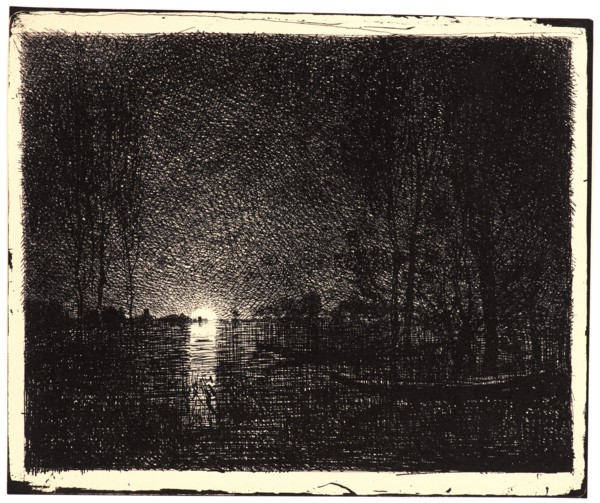Charles FranÃ§ois Daubigny (French, 1817 - 1878). Effet de Nuit, 1862. From Quarante Clichés-Glace.
