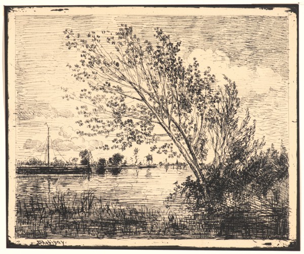 Charles FranÃ§ois Daubigny (French, 1817 - 1878). Le Bouquet d'Aunes, 1862. From Quarante