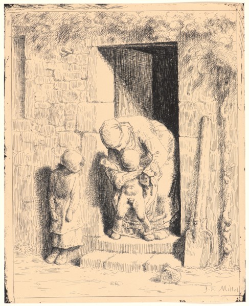 Jean-FranÃ§ois Millet (French, 1814 - 1875). Maternal Precaution (Précaution Maternelle), 1862.